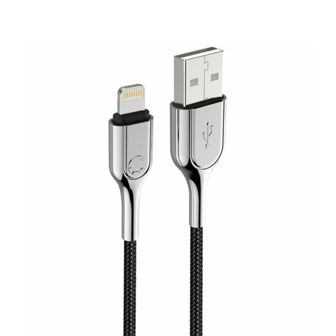 Lightning naar USBA Kabel Armoured Braided 1 Meter Zwart